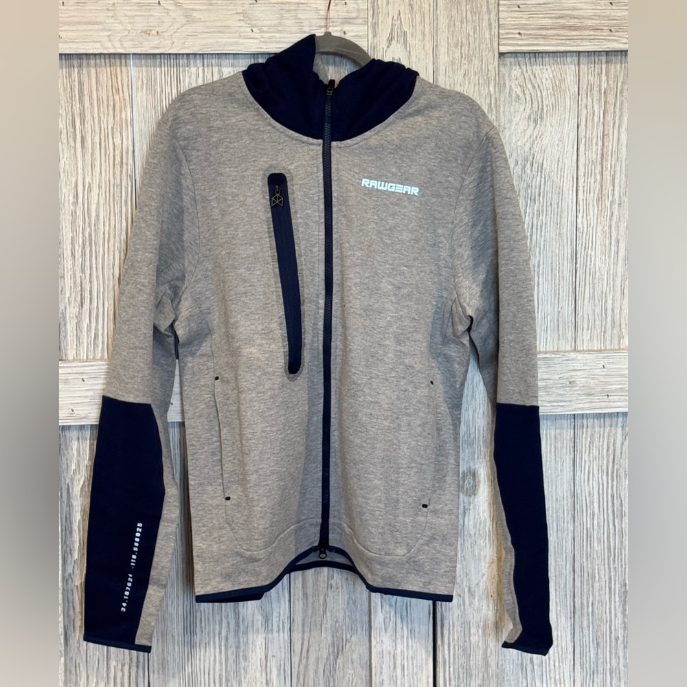 Rawgear Men’s zip up lightweight jacket sz M NWT color Navy Blue and Gray